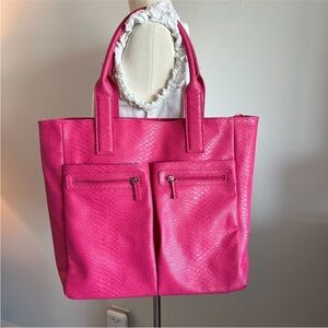Neiman Marcus Large Pink Tote Bag with front pockets